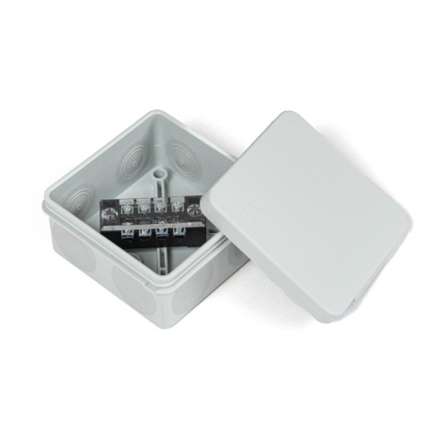 Коробка распределительная для прямого монтажа двухкомпонентная (HF) в комплекте с 4-кл. зажимами, сечение до 1,5 мм?, 80х80х40 серая Промрукав | код PR80.0168 | ПРОМРУКАВ