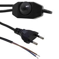 Шнур сетевой 2-х полюсный с диммером RUICHI, вилка прямая CEE7/16 - без оконцевания, 2 м, 2x0.75 мм2, чёрный | код 112953 | Ruichi