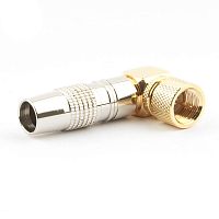 Разьем Cablexpert SPL6-05, F (папа), позолоченный, латунь OD8.5, 90 градусов, блистер | код SPL6-05 | Cablexpert