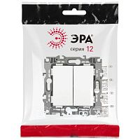 Выключатель Серия 12 12-1104-01М двойной, 10АХ-250В, белый матовый | код Б0065701 | ЭРА