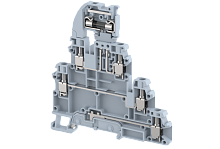 Клемма проходная винтовая 4 мм2, двухуровневая, под предохранитель, с заземлением, на 5 подключений, хаки TQF4-2T+E-KHAKHI | код 1203280006 | Elmex