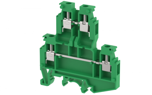 Клемма проходная винтовая 4 мм2, двухуровневая, на 4 подключения, зеленая KUDD4N(GR) | код 1103390003 | Elmex