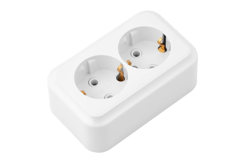 Беларусь Розетка двойная с заземлением наружная (PА16-261) | код Розетка РА16-261 | БелТИЗ