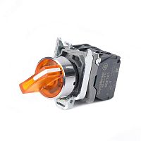 Пер-ль SB4 с подсвет в сборе 22мм 3поз желт с фикс металл 24В DC 1НО+1НЗ | код SB4BK135B5 | Systeme Electric