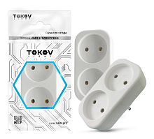 Разветвитель 2-м без заземл. 16А 250В IP20 полипропилен бел. | код TKL-S2-C01 | TOKOV ELECTRIC