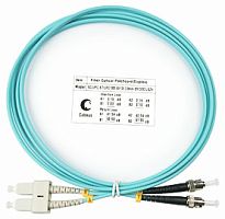 Cabeus FOP-50-SC-ST-25m Шнур оптический duplex SC-ST 50/125 mm OM3 25м LSZH | код 8497c | Cabeus