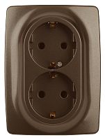 Розетка 2X2P+E Schuko, 16A-250В, Эра12, бронза, 12-2106-13 | код Б0031235 | ЭРА