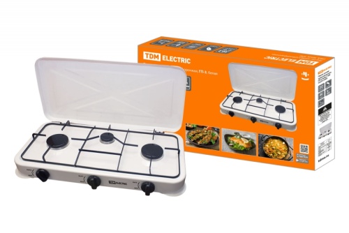 Плитка газовая трёхконфорочная, ГП-3, белая, TDM | код SQ2515-0003 | TDM