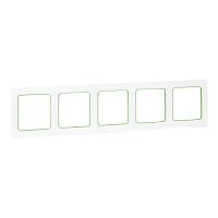 Стокгольм Рамка 5-местная белая с линией цвета зеленый EKF | код EXM-G-306-20 | EKF