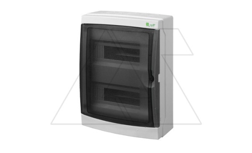 Щит навесной GALANT 2x12M, N/PE 4x 8x16+6x10mm2, дымчатая пласт. дверь, светло-серый RAL7035, 410x305x160mm, IP65 | код 1605-01 | Elektro-plast Nasielsk