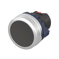 Кнопка плоская без фиксации алюм. кольцо черн. DKC M22P-FMBLA
