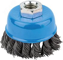 Кордщетка, тип ''чашка'', гайка М14, стальная витая проволока 100 мм | код 38953М | MOS