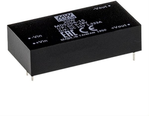 Источник питания DC-DC, 20Вт, вход 48В (36…75В) DC, потребление без/под нагр. 5мА/500мА, выход 15В/1333мА, КПД 88%, ёмкостная нагр. макс. 800мкф, изоляция 4000В AC, в корпусе 50.8х25.4х12мм, -40…+90С | код MDS20C-15 | MeanWell Источник питания DC-DC, 20Вт, вход 48В (36…75В) DC, потребление без/под нагр. 5мА/500мА, выход 15В/1333мА, КПД 88%, ёмкостная нагр. макс. 800мкф, изоляция 4000В AC, в корпусе 50.8х25.4х12мм, -40…+90С | код MDS20C-15 | MeanWell