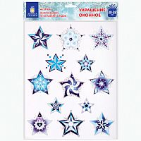 Украшение для окон и стекла ЗОЛОТАЯ СКАЗКА Синие снежинки 4 , 30х38 см, ПВХ | код 591206 | ЗОЛОТАЯ СКАЗКА