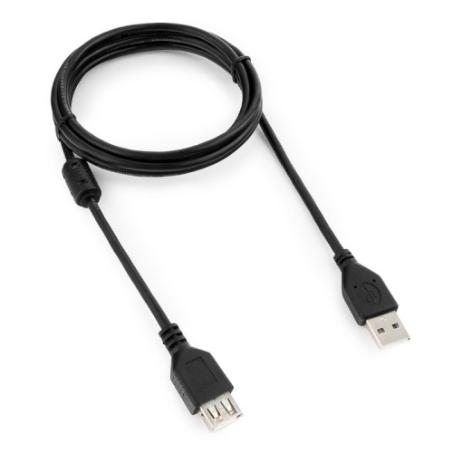 Кабель удлинитель USB2.0 Pro Cablexpert CCF-USB2-AMAF-6, AM/AF, 1.8м, экран, феррит.кольцо, черный, пакет | код CCF-USB2-AMAF-6 | Cablexpert