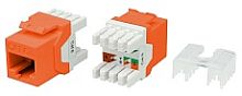 Hyperline KJ8-8P8C-C6-180-OR Вставка Keystone Jack RJ-45(8P8C), категория 6, тип 180 градусов, оранжевая | код 432642 | Hyperline