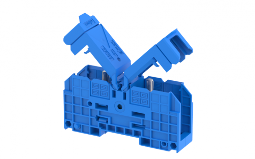 Клемма проходная болтовая 35 мм2, на высокие токи, на 2 подключения, с защитными крышками, синяя SPT35XL-BLUE | код 4308450001 | Elmex