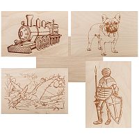 Доски для выжигания REXANT, Набор №3 (воин/динозавр/собака/машина/без рисунка), 148х210 мм (А5), 5 шт., пакет | код 12-0938 | REXANT