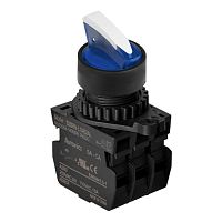 Головка переключателя S2SRN-L1BB, с короткой ручкой тип sharck под подсветку, цвет синий, 2-х позиционный смещенные 600 с самовозвратом, монтажное отверстие ?22/25мм | код A8026-A5550003738 | РЕЛЕ И АВТОМАТИКА