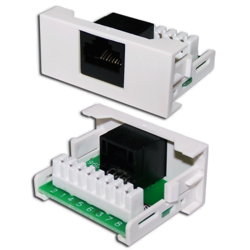 Вставка Mosaic 22.5x45 1xRJ45 Cat.6, белая | код LAN-WA-LP-45/6-WH | LANMASTER