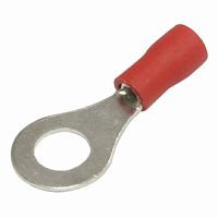 Наконечник кольцевой изолированный RUICHI RV1.25-6, 19 А, 22-16 AWG, красный, латунь луженая | код 61179 | Ruichi