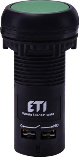 Кнопка монобл. утопл. ECF-11-G (1NO+1NC, зеленая) | код 004771471 | ETI