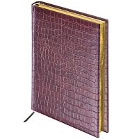 Ежедневник недатированный А5 (138х213 мм) BRAUBERG Comodo, под матовую крокодиловую кожу, 160 л, крем. блок, зол. срез, т-корич., 123838 | код 123838 | BRAUBERG