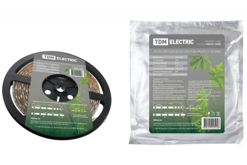 Лента светодиодная SMD3528-240-54-12-192-6400 240LED/м, IP54, 12В, 19,2Вт, 6400К, TDM | код SQ0331-0090 | TDM Лента светодиодная SMD3528-240-54-12-192-6400 240LED/м, IP54, 12В, 19,2Вт, 6400К, TDM | код SQ0331-0090 | TDM