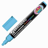 Маркер меловой BRAUBERG POP-ART, сухостираемый, для гладких поверхностей, 5мм, ГОЛУБОЙ, 151533 | код 151533 | BRAUBERG