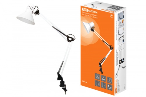 Светильник струбцина 220В, 40Вт, E27 белый TDM | код SQ0337-0027 | TDM