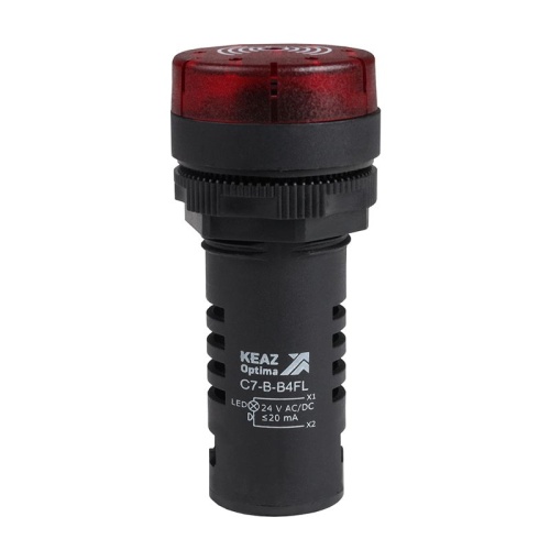 Зуммер с пульсирующим сигналом OptiSignal Compact D22 C7-B-B4FL красный с подсветкой 24 В AC/DC | код 362172 | КЭАЗ Зуммер с пульсирующим сигналом OptiSignal Compact D22 C7-B-B4FL красный с подсветкой 24 В AC/DC | код 362172 | КЭАЗ
