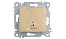 Rita - Выключатель кнопочный с подсветкой, символ - лампа, пруж. зажимы, золото доре | код 2200-417-0185 | Mutlusan