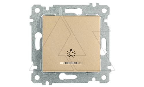 Rita - Выключатель кнопочный с подсветкой, символ - лампа, пруж. зажимы, золото доре | код 2200-417-0185 | Mutlusan Rita - Выключатель кнопочный с подсветкой, символ - лампа, пруж. зажимы, золото доре | код 2200-417-0185 | Mutlusan