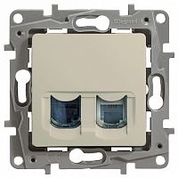 Розетка компьютерная 2xRJ45 Cat.6 ETIKA, бежевый | код. 672354 | Legrand