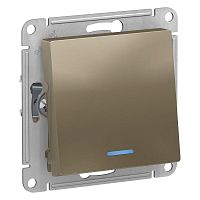 Переключатель 1-клавишный ATLASDESIGN, с подсветкой, скрытый монтаж, шампань | код. ATN000563 | Schneider Electric