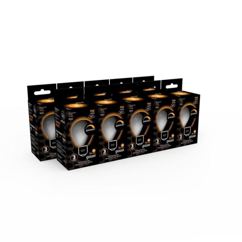 Лампа светодиодная филаментная Black Filament 9Вт P45 шар матовая 3000К тепл. бел. E27 590лм диммир. GAUSS 105202109-D фото 3 Лампа светодиодная филаментная Black Filament 9Вт P45 шар матовая 3000К тепл. бел. E27 590лм диммир. GAUSS 105202109-D фото 3
