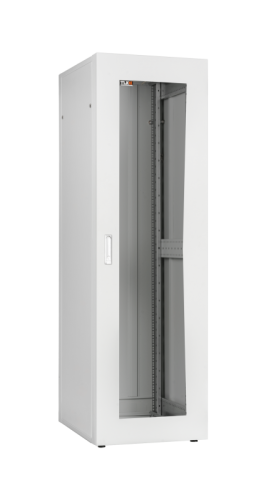 Шкаф напольный серии Lite 19, 33U, стеклянная дверь, Ш600хВ1567хГ800мм, в разобранном виде, серый | код TFI-336080-GMMM-GY | TLK