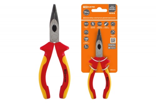 Длинногубцы изогнутые диэлектрические, 160 мм, 1000 В, CR-V, «ЭкспертЭлектрик» TDM | код SQ1010-0107 | TDM