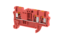 Клемма проходная PUSH-IN 2,5 мм2, на 3 подключения, красная PQ2.5-1X2-RED | код 3102050002 | Elmex