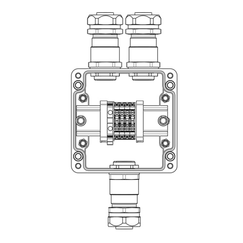 Взрывозащищенная клеммная коробка из полиэстера TBE-P-03-(4xCBC.4-1xTEO.4)-2xKAEPM3MHK-20(A)-1xKAEPM3MHK-20(C)1Ex e IIC Т5 Gb / Ex t | код 1231.031.22.11F | DKC