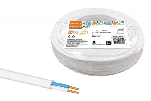 Провод ПУСП 2х2.5 (бухта 20м) белый Народный ТРТС | код SQ0126-0020 | РЭМЗ ТМ Провод ПУСП 2х2.5 (бухта 20м) белый Народный ТРТС | код SQ0126-0020 | РЭМЗ ТМ