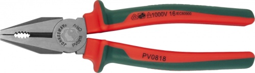 PV0818 Пассатижи диэлектрические с двухкомпонентными рукоятками, 200 мм | код PV0818 | JONNESWAY