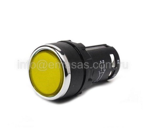 Кнопка моноблочная круглая без фиксации, желтая (1Н3), MB200DS | код MB200DS | EMAS