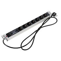 Блок розеток Rem-16 с фил. и инд., 7 Schuko, 16A, алюм., 19, шнур 1,8 м. | код R-16-7S-FI-440-1.8 | REM