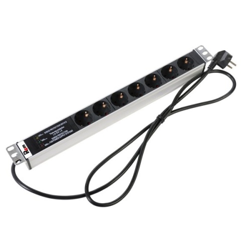 Блок розеток Rem-16 с фил. и инд., 7 Schuko, 16A, алюм., 19, шнур 1,8 м. | код R-16-7S-FI-440-1.8 | REM Блок розеток Rem-16 с фил. и инд., 7 Schuko, 16A, алюм., 19, шнур 1,8 м. | код R-16-7S-FI-440-1.8 | REM