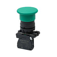 Кнопка грибовидная зеленая, 40 мм, пружиный возврат, 1NO, IP65, пластик MTB5-AC31 | код 137245 | MEYERTEC