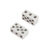 Клемма керамическая винтовая КВ 4 мм кв 3 пары контактов с крепежным отверстием (100 шт./уп.) REXANT | код 07-6225 | REXANT