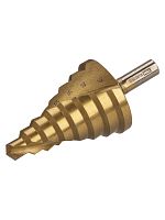 Сверло по металлу ступенчатое, 10-45 мм, 8 ступеней, нитрид., HSS, цилиндр. хв., Рубин TDM | код SQ1090-0721 | TDM