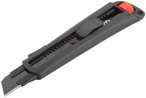 Нож технический 25мм усиленный прорезиненный дополнит. пластиковый прижим профи черн. FIT 10332 Нож технический 25мм усиленный прорезиненный дополнит. пластиковый прижим профи черн. FIT 10332