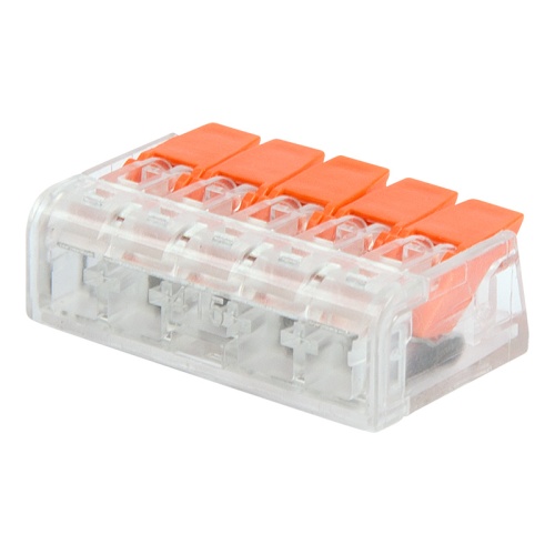 Универсальная компактная клемма СМК 221-415, 5-прoводная до 4,0 мм кв (пакет 5 шт/уп) REXANT | код 07-5210 | REXANT